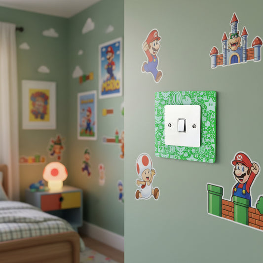 Super Mario Bros Pattern Light Switch Surrounds / Socket Surrounds