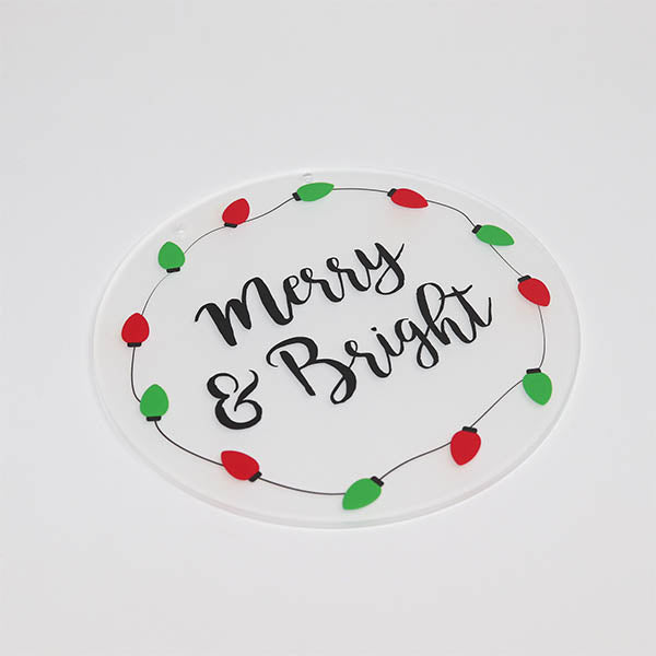 Merry & Bright Acrylic Christmas Hanging Sign
