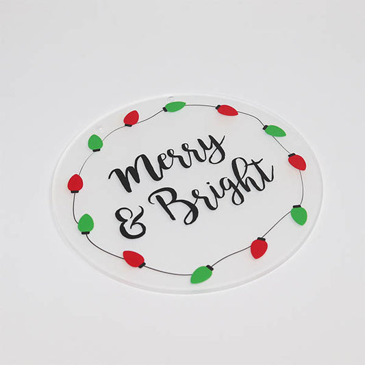 Merry & Bright Acrylic Christmas Hanging Sign