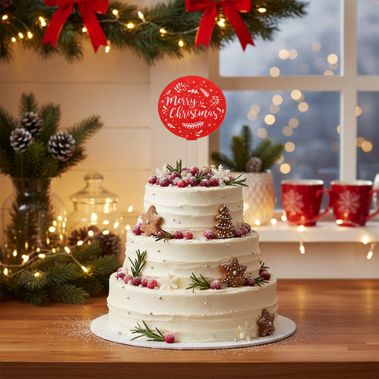 Merry Christmas Cake Topper – 3 Design Colours