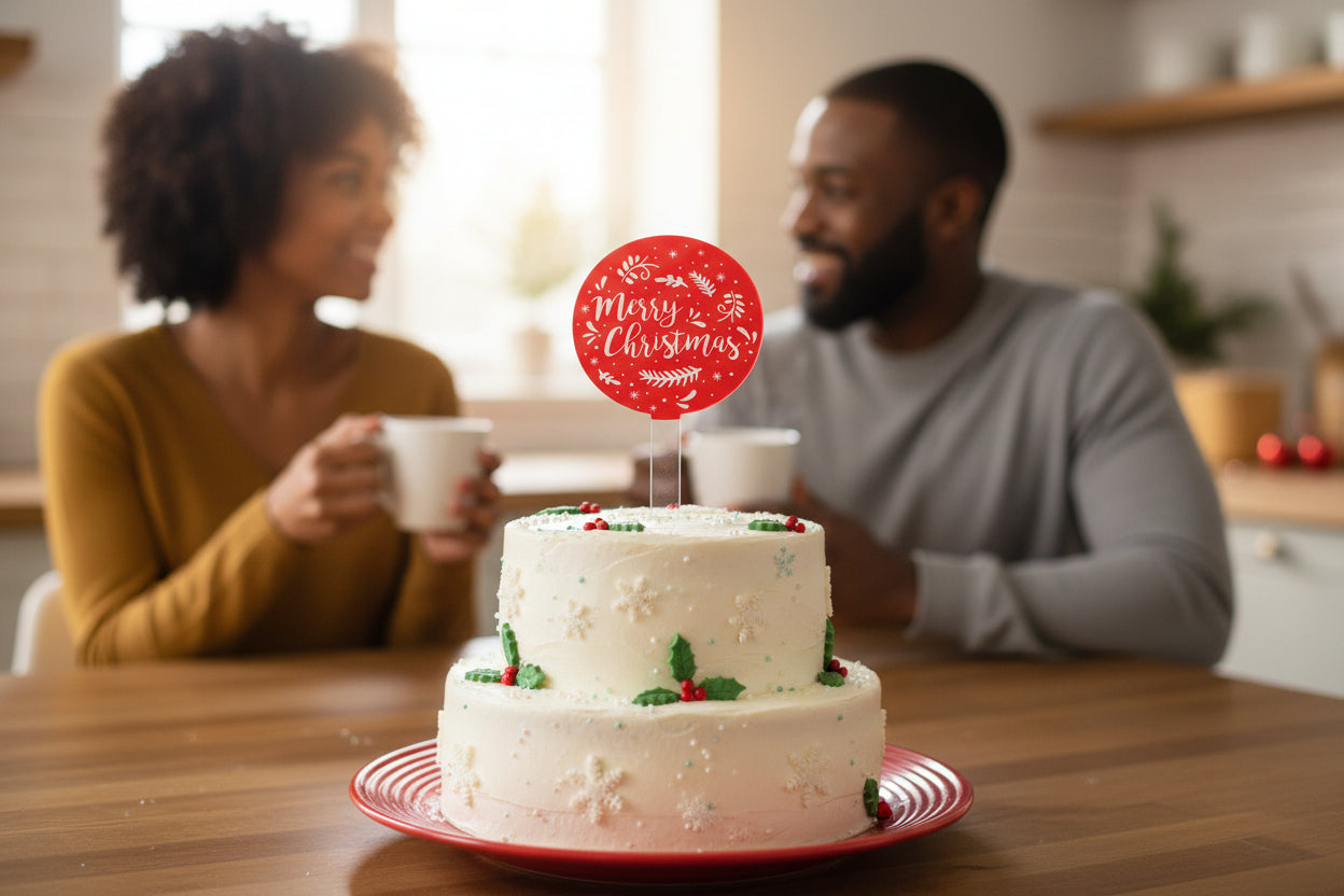 Merry Christmas Cake Topper – 3 Design Colours