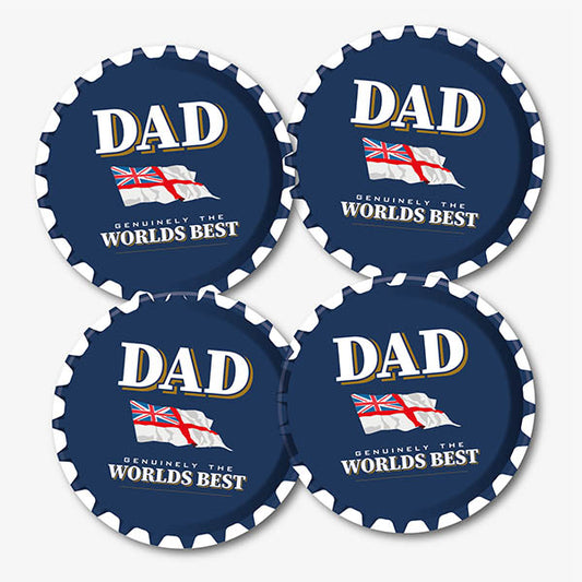 Best Dad Navy Rum Style Printed Coaster