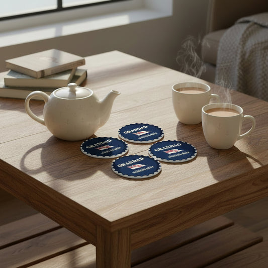 Best Grandad Navy Rum Style Printed Coaster