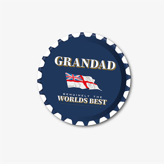 Best Grandad Navy Rum Style Printed Coaster