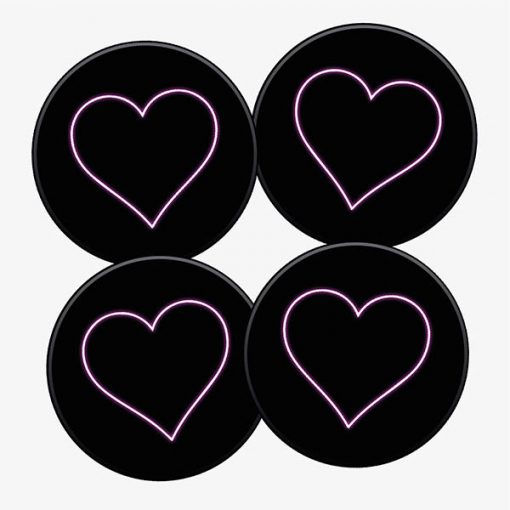 Pink Neon Heart Round Coaster