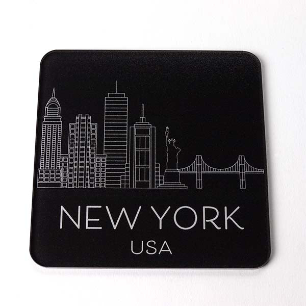 Set of 4 Black City Skyline Coasters