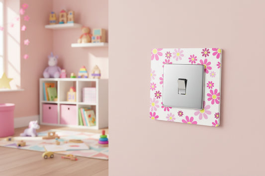 Pink Daisy Light Switch Surrounds / Socket Surrounds