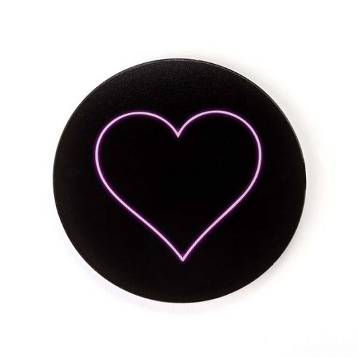 Pink Neon Heart Round Coaster