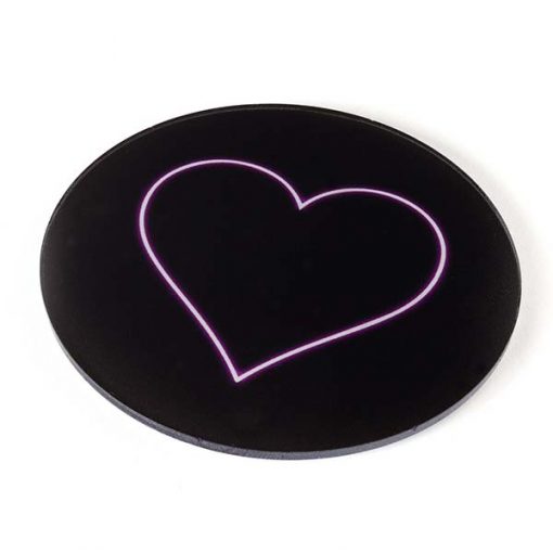 Pink Neon Heart Round Coaster