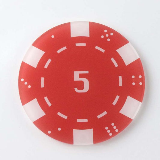 Number 5 Red Casino Chip Coaster