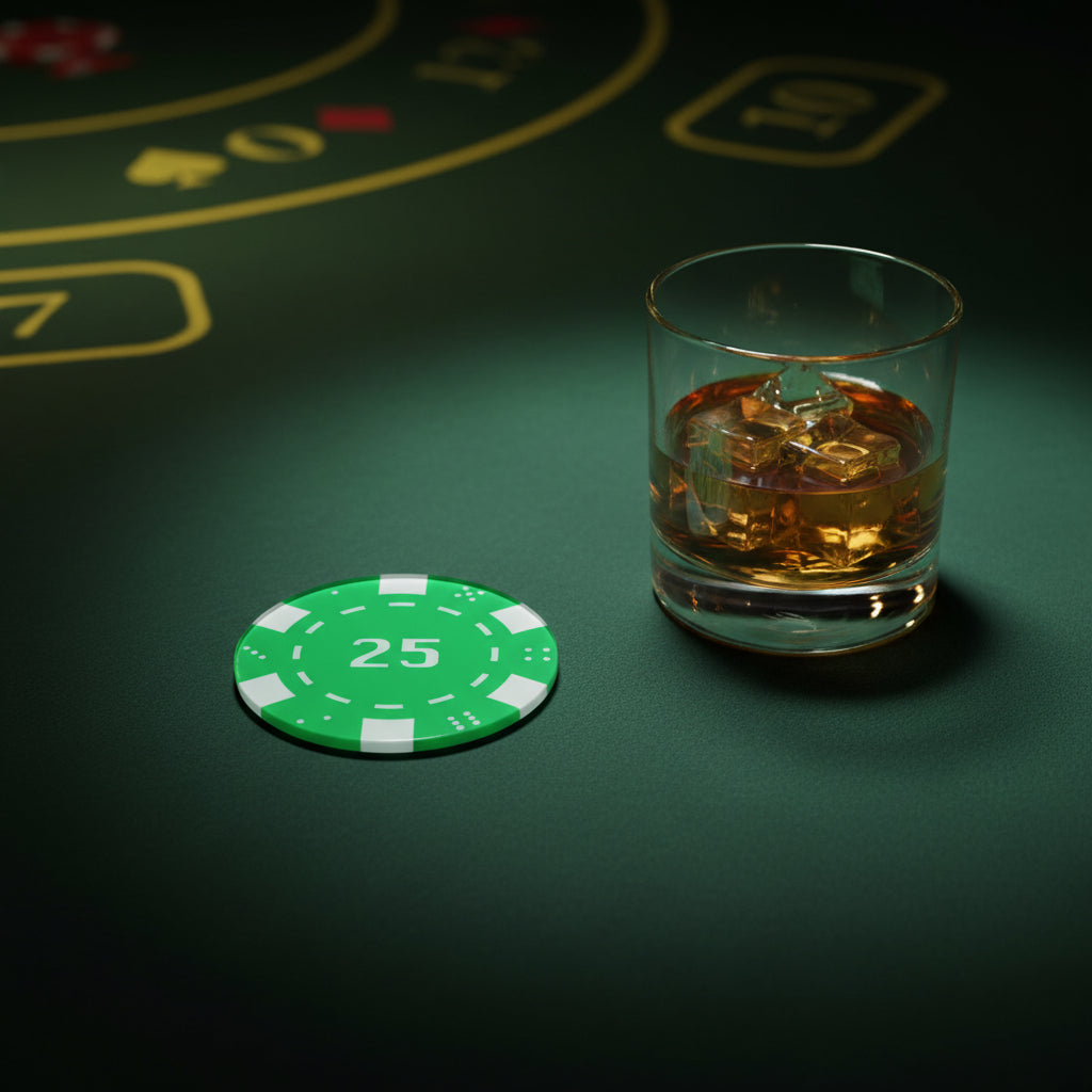 Number 25 Green Casino Chip Coaster