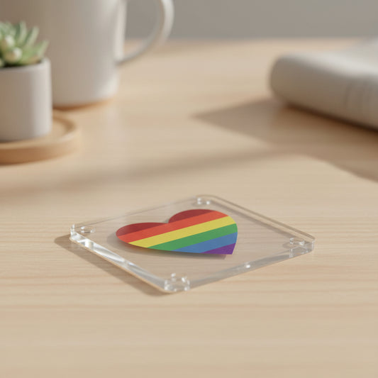 Rainbow Heart Square Coaster