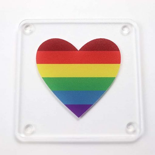Rainbow Heart Square Coaster