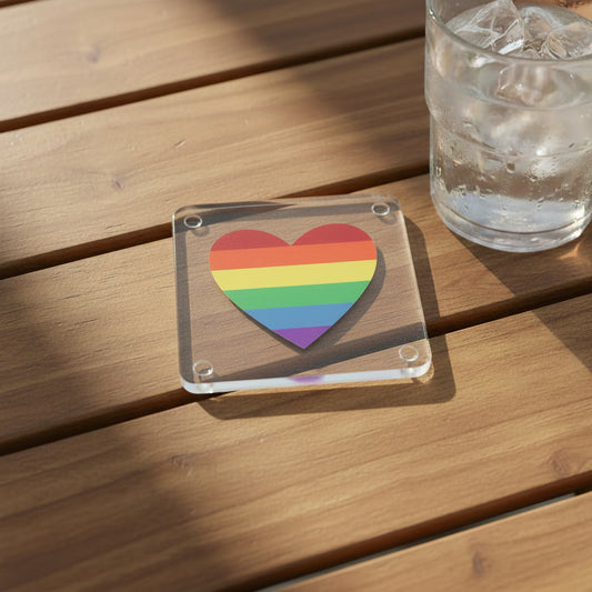 Rainbow Heart Square Coaster