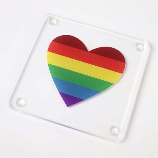 Rainbow Heart Square Coaster