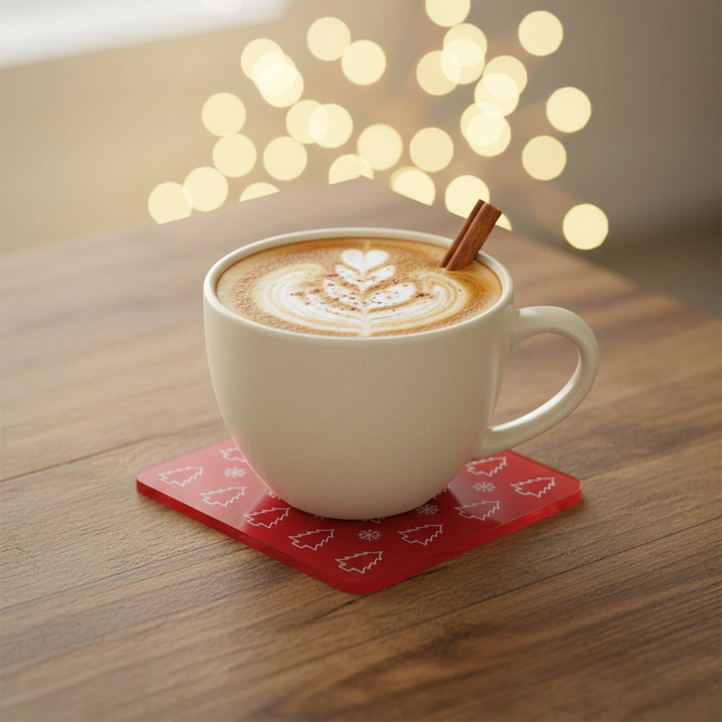 Red Christmas Coaster Set