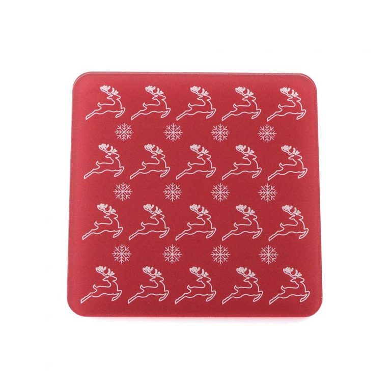Red Christmas Coaster Set