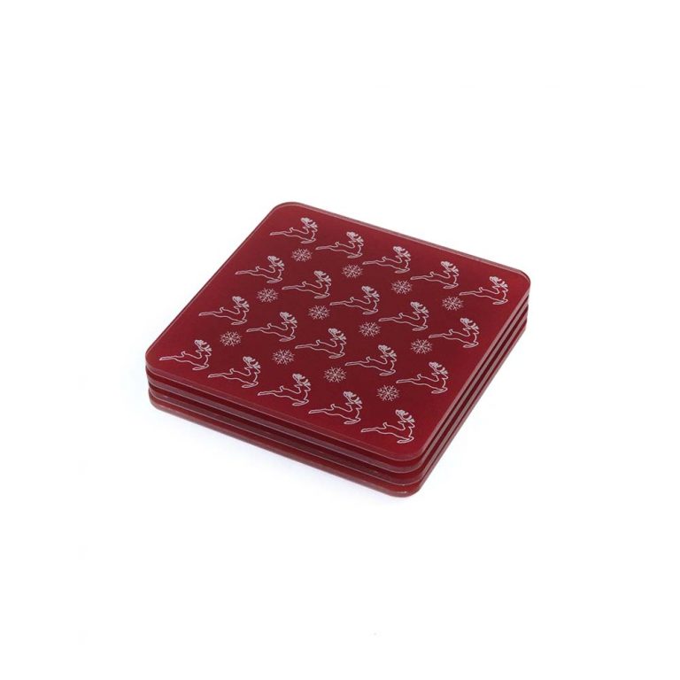 Red Christmas Coaster Set