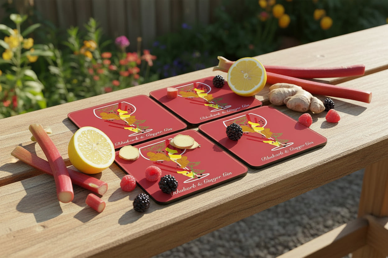 Rhubarb & Ginger Gin Coaster
