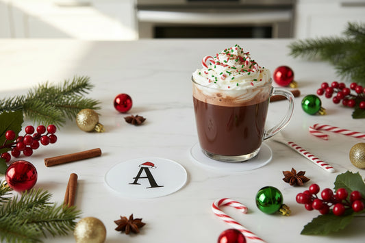 Santa Hat Letter Christmas Coasters
