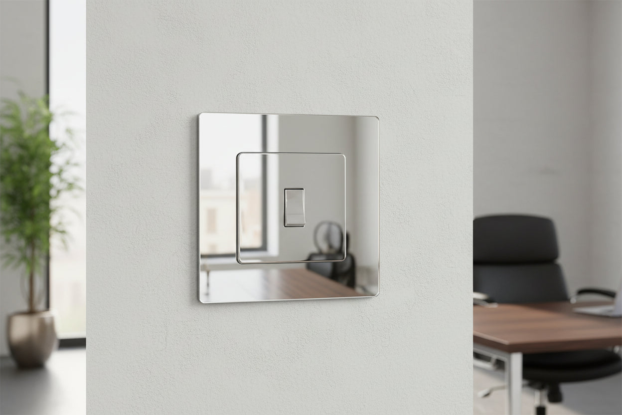 Silver Mirror Light Switch Surrounds / Socket Surrounds
