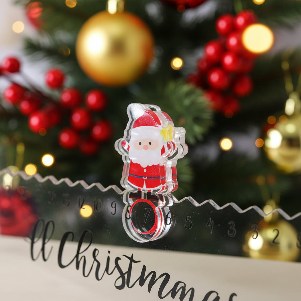 Sleeps Till Christmas Countdown Plaque with Mini Santa
