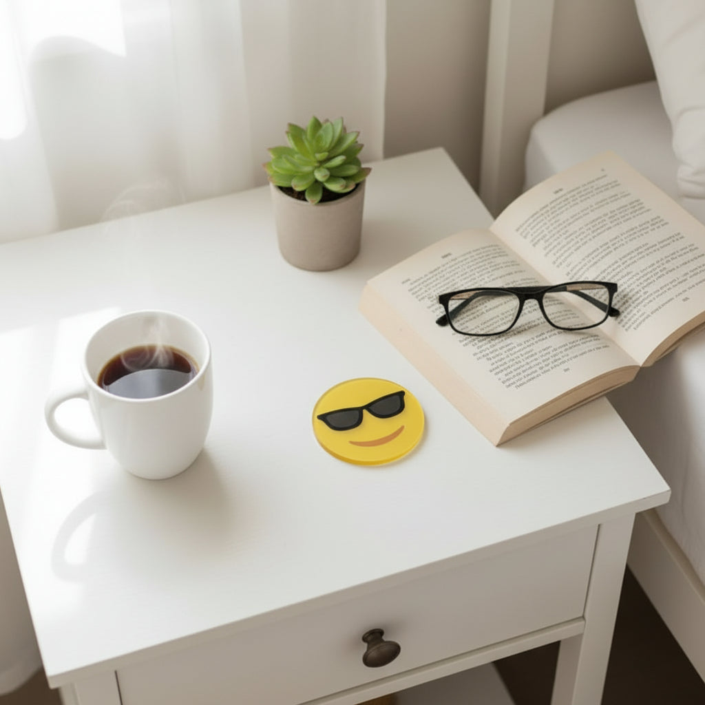 Smiling Sunglasses Face Emoji Coaster