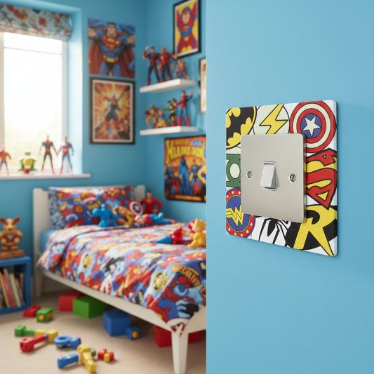 Large Superhero Logo Light Switch Surrounds / Socket Surrounds
