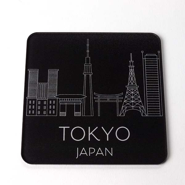 Set of 4 Black City Skyline Coasters