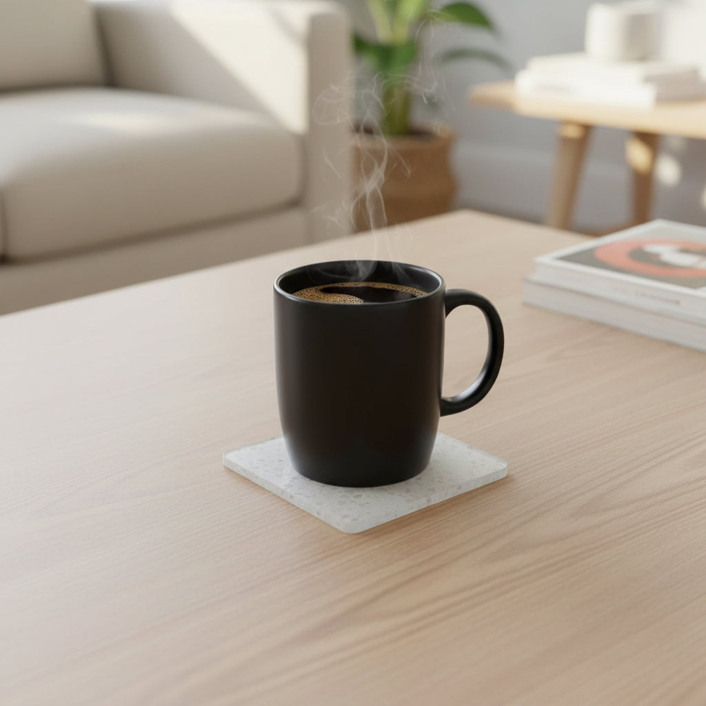 White Granite Effect Square Coaster