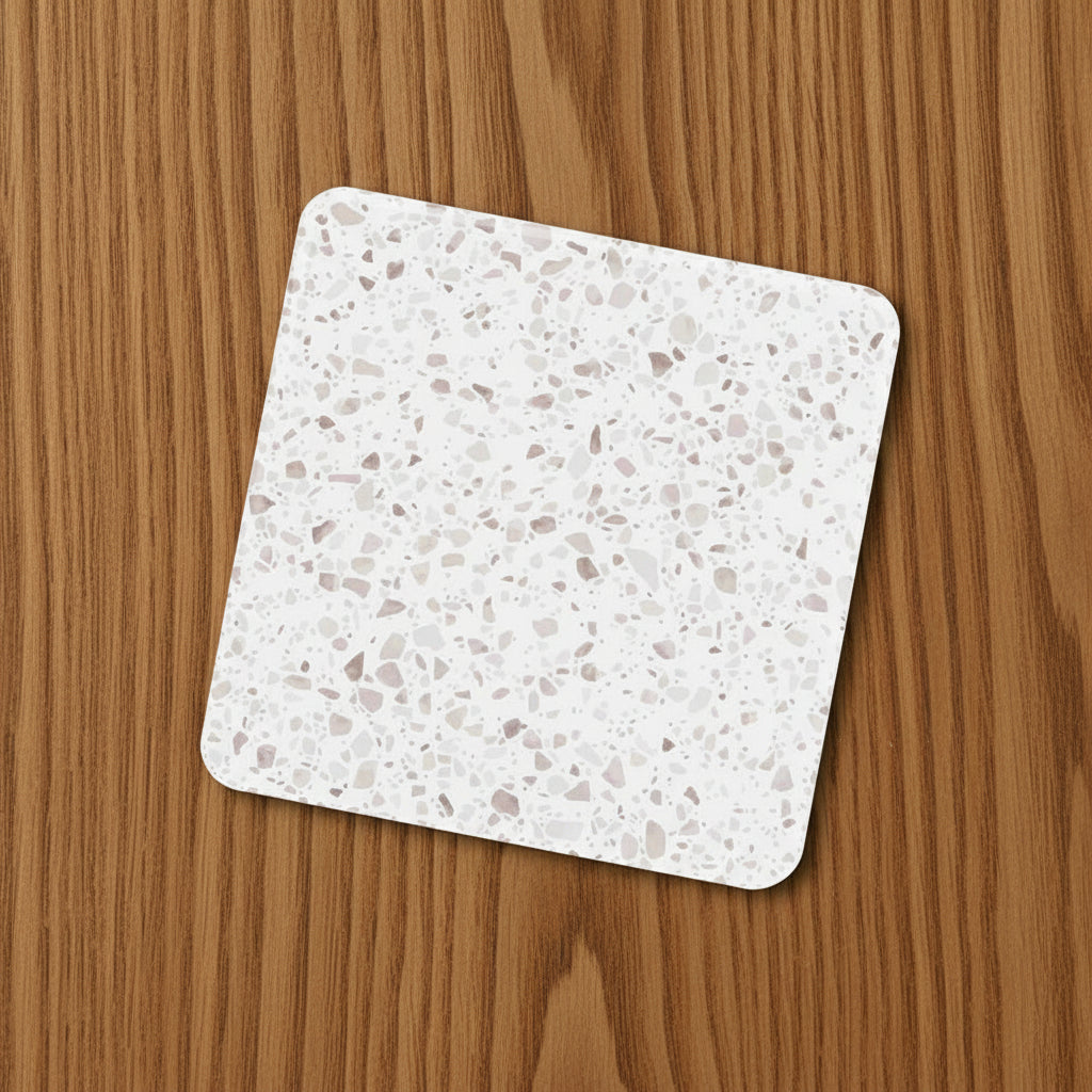 White Granite Effect Square Coaster
