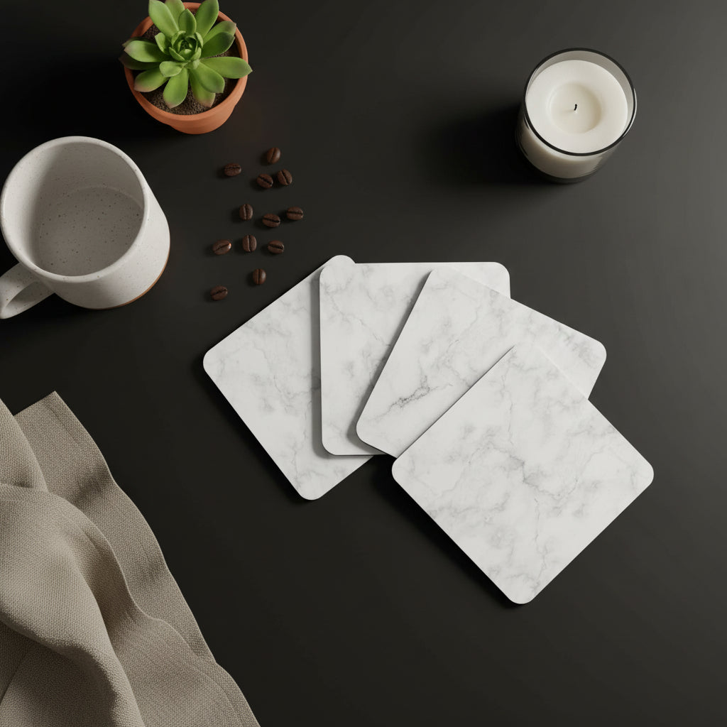White Marble Effect Square Coaster