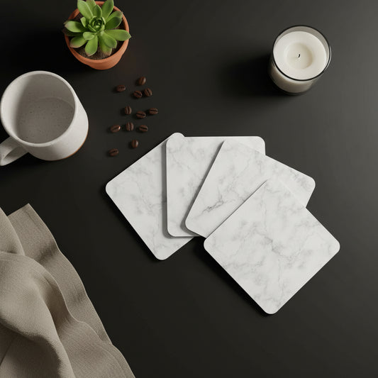 White Marble Effect Square Coaster
