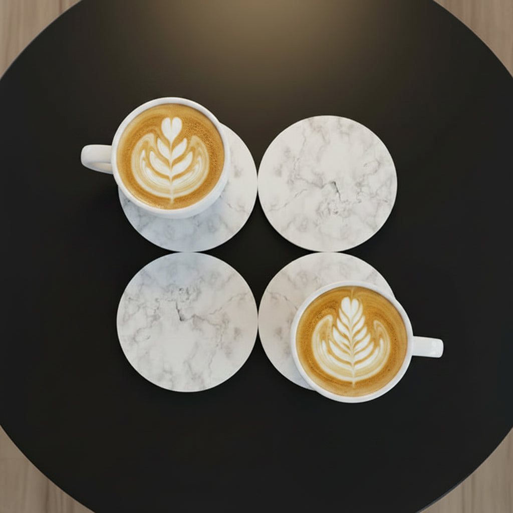 White Marble Effect Round Coaster