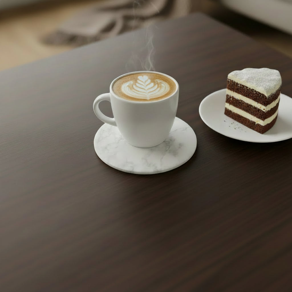 White Marble Effect Round Coaster