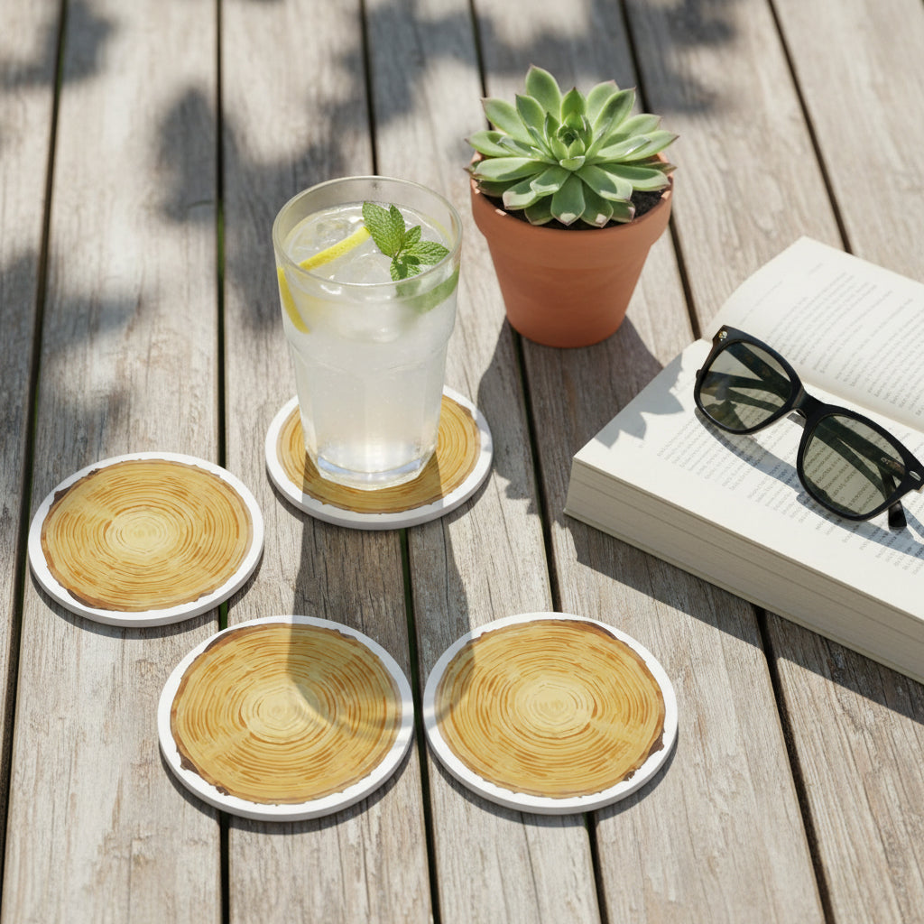 Round Wood Effect Coaster