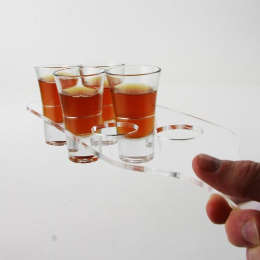 Acrylic shot glass paddle to hold 6 fluted shot glasses