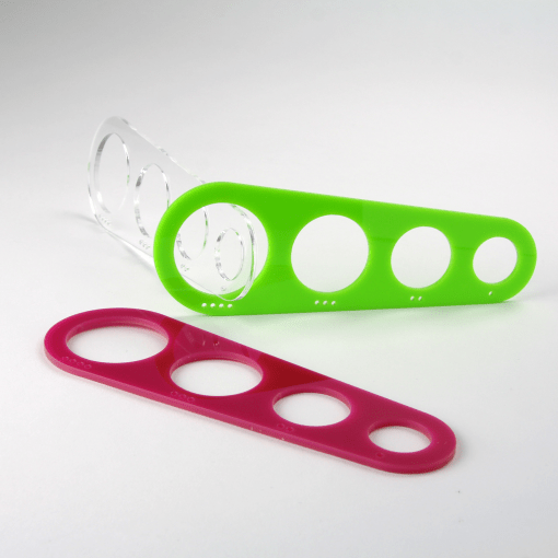 Coloured acrylic spaghetti portioning tool for 1 to 4 portions