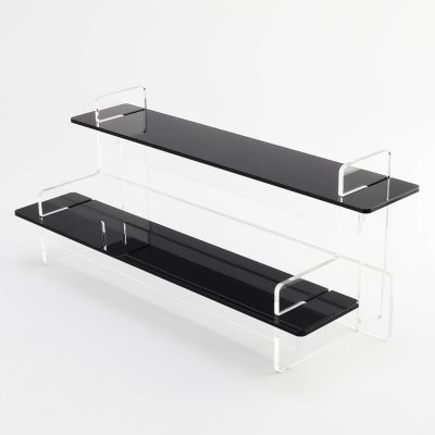 2 tier 495mm Display Stand Black Acrylic