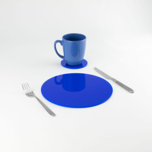 Round Blue Acrylic Placemat With Coaster