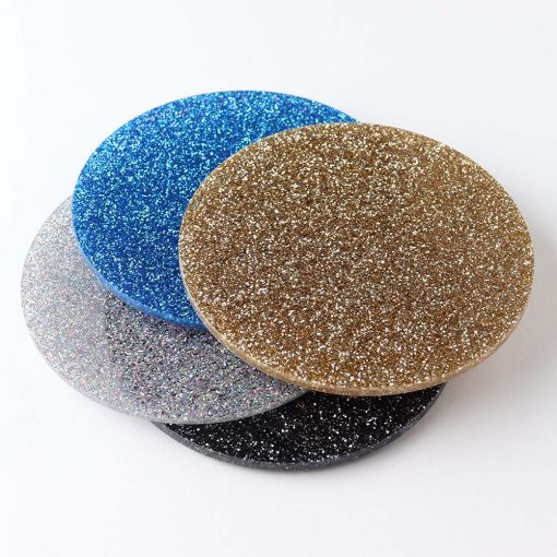 Circle Staggared Stack 4 Colour Glitter Coasters