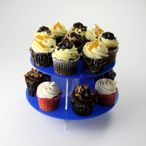 2 Tier Large Round Cupcake Stand Blue