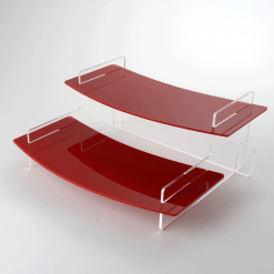 Two Tiered Display Stand Curved Edge Red Acrylic