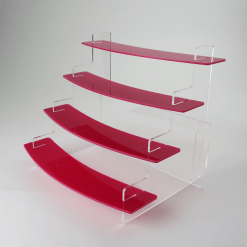Four Tiered Curved Pink Acrylic Display Stand No Header