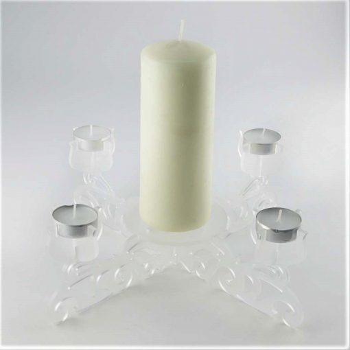Acrylic Centrepiece Tealight Candle Holder with candle