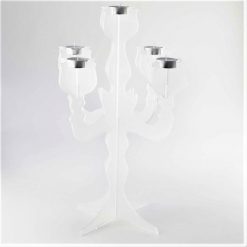 Large Acrylic Candelabra Frost with candles