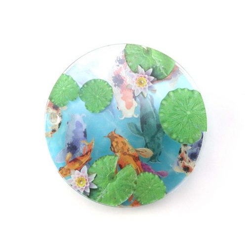 Koi Carp Fish Pond Printed Acrylic Coasters