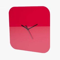 Large Square Plain Clock Red