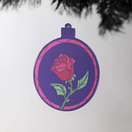 Beauty & The Beast Acrylic Christmas Bauble on Tree