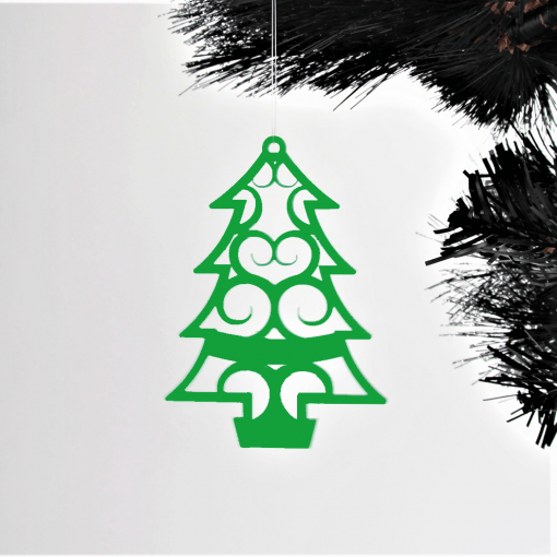 Acrylic Fret Cut Christmas Tree Shaped Decorations